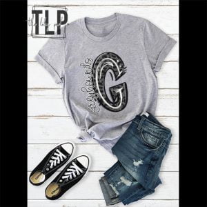G Greyhounds Black Leopard Letter Graphic Tee
