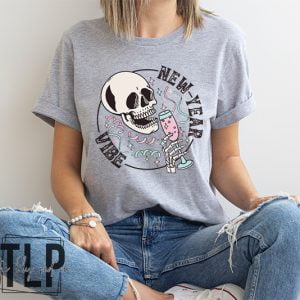 New Year Vibes Skeleton Graphic Tee