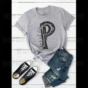 P Pirates Black Leopard Letter- DTF transfer