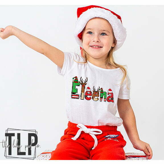 Christmas Elf Santa Reindeer Name Graphic TShirt