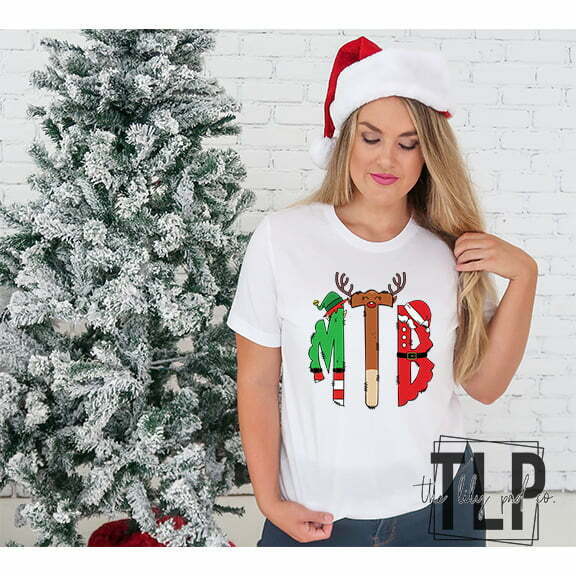 Christmas Elf Santa Reindeer Monogram Graphic TShirt