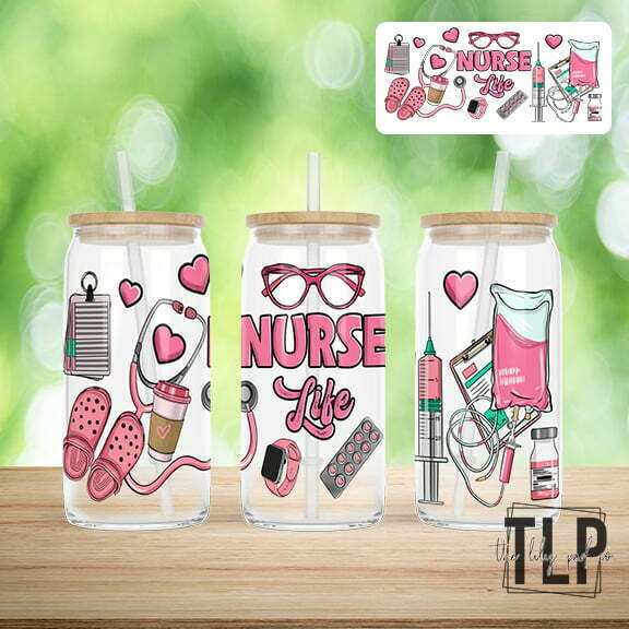 Nurse Life Pinks-UV 16oz Glass Wrap