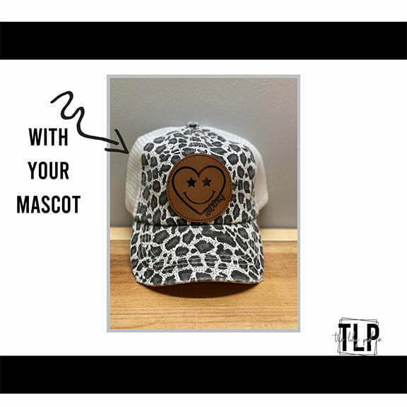 Smile Heart Mascot Leather Imprinted Patch Hat