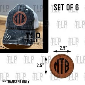 Round Leather Stitched Look Initial DTF Hat transfer