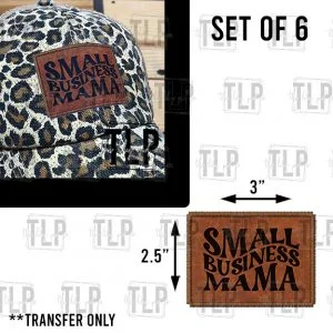 Small Business Mama Leather Look Stitched DTF Hat transfer