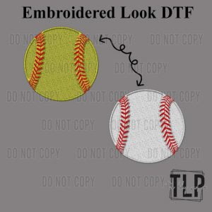 Baseball Softball Embroidered Look DTF Hat transfer