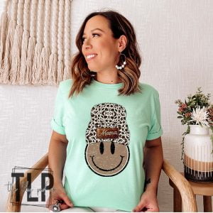 Cow Print Smile Face Mama Mini Graphic Tshirt