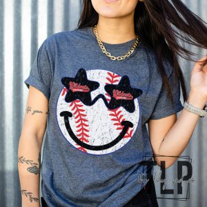 Wildcat Champions Baseball Distress Smile Face Graphic Tee