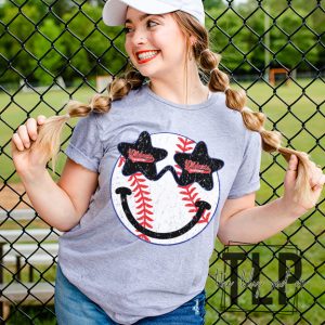 Wildcat Champions Baseball Distress Smile Face Graphic Tee