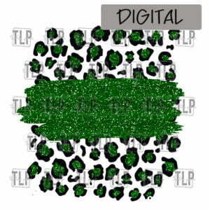 Cheetah Faux Glitter Brush Green PNG digital file