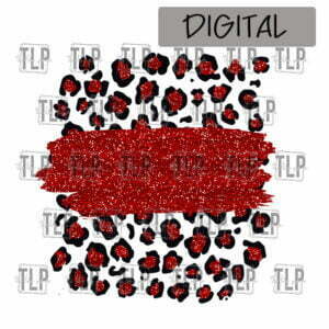 Cheetah Faux Glitter Brush Red PNG digital file