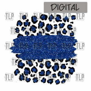 Cheetah Faux Glitter Brush Blue PNG digital file