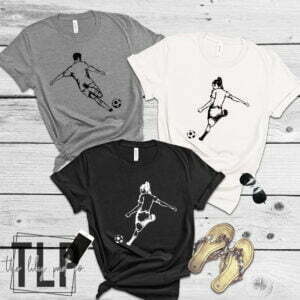 Soccer Player Silhouette with Number Solid Color Graphic Tee