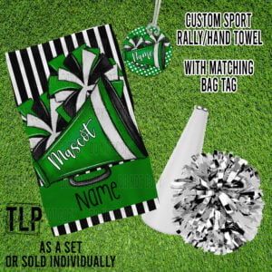 Custom DK Green Cheer Bag Tag-Rally Hand Towel or Set