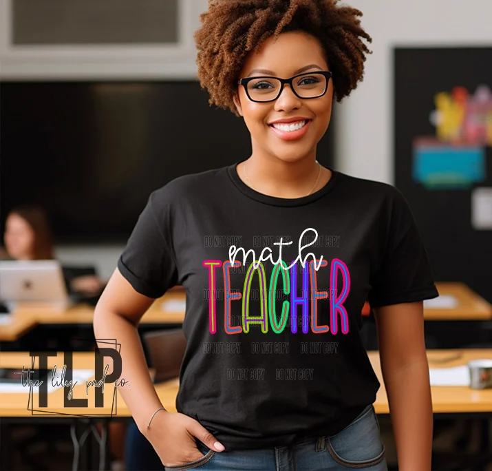 Back to School Bright Math Teacher Graphic Tee