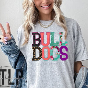 Bulldogs Faux Applique Embroidery Look Graphic Tee