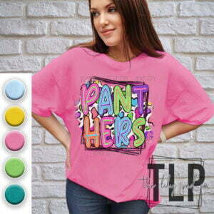 Panthers Multi Color Vibrant Cheetah Graphic Tee