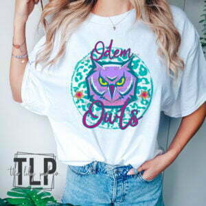 Vibrant Colored Preppy Odem Owls Graphic Tee