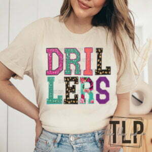 Drillers Faux Applique Embroidery Look Graphic Tee