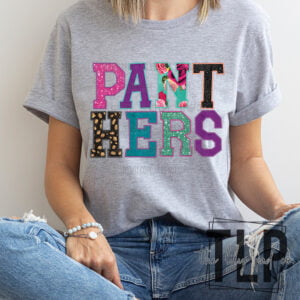 Panthers Faux Applique Embroidery Look Graphic Tee