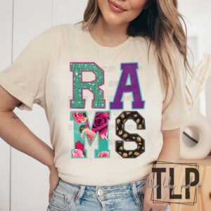 Rams Faux Embroidery Applique DTF Transfer