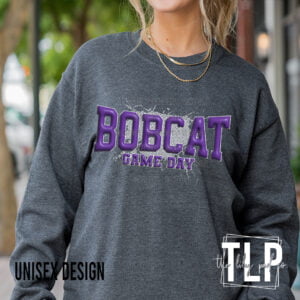 Bobcat Game Day Purple White Inflated Look- DTF Transfer
