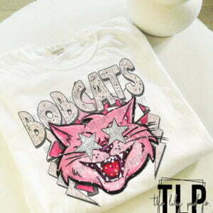 Bobcats Pink Preppy Mascot Graphic Tee