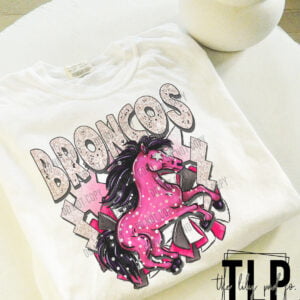 Broncos Pink Preppy Mascot Graphic Tee
