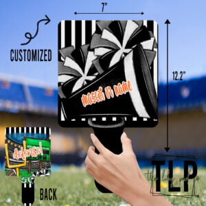 Custom Black Cheer Football HandHeld Paddle
