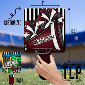 Custom Maroon Cheer Football HandHeld Paddle