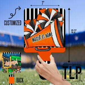 Custom Orange Cheer Football HandHeld Paddle