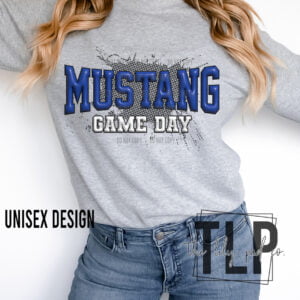 Mustang Game Day Blue  Inflated Look- DTF Transfer