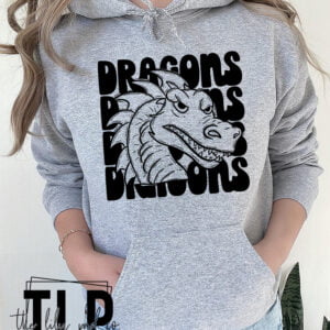 Dragons Stacked Mascot Graphic Tee Hoodie Sweatshirt