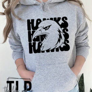 Hawks Stacked Mascot Graphic Tee Hoodie Sweatshirt