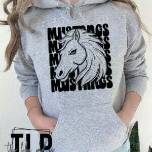 Mustangs Stacked Mascot Graphic Tee Hoodie Sweatshirt