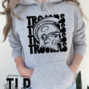 Trojans Stacked Mascot Graphic Tee Hoodie Sweatshirt