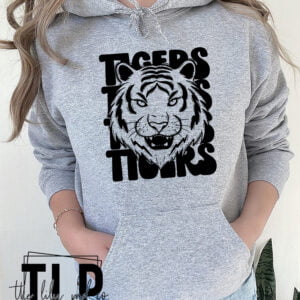 Tigers Stacked Mascot Graphic Tee Hoodie Sweatshirt