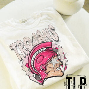 Trojans Pink Preppy Mascot Graphic Tee