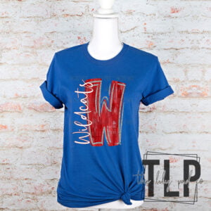 Wildcats Digital Painted Mascot Letter Word Graphics Tee