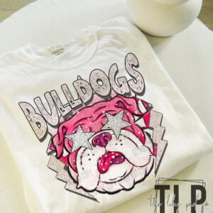 Bulldogs Pink Preppy Mascot Graphic Tee