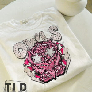 Owls Pink Preppy Mascot Graphic Tee