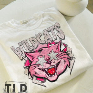 Wildcats Pink Preppy Mascot Graphic Tee