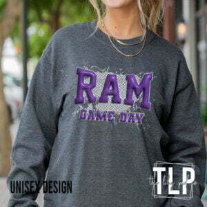 Ram Game Day Purple White Inflated Look- DTF Transfer