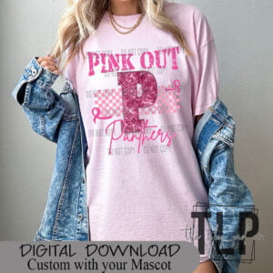 Custom Pink Out Faux Sequin Letter Mascot Digital