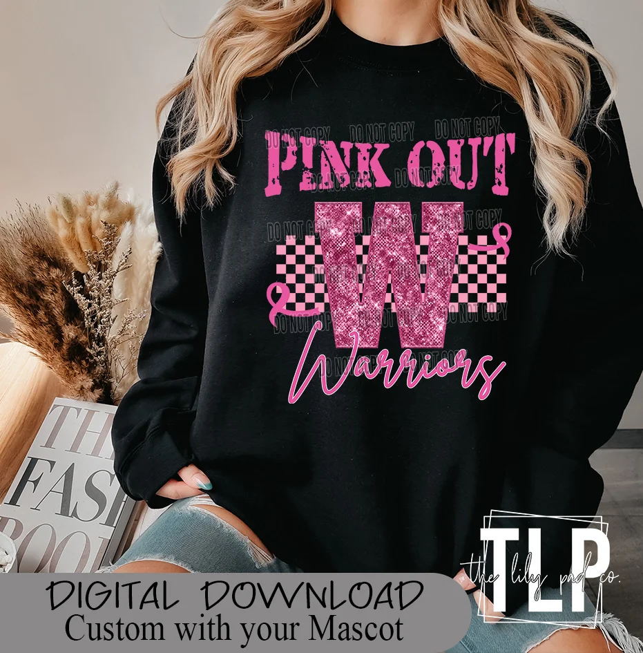 Pink Out Faux Sequin Mascot Letter Graphic Top - Image 2