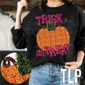 Trick or Treat Pumpkin Faux Sequin  – DTF Transfers