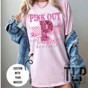 Pink Out Faux Sequin Mascot Letter Graphic Top