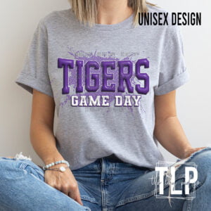 Tigers Purple 3D Inflate Look DTF Transfer