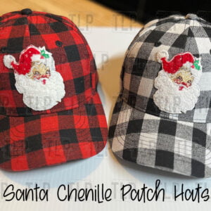Santa Chenille Patch Plaid Hat