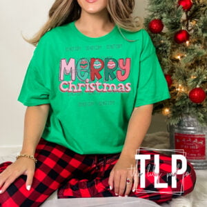 Merry Christmas Doodle Graphic Top